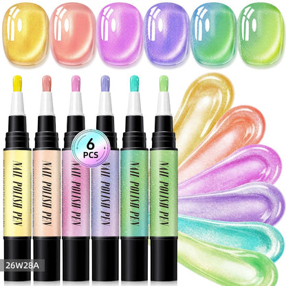 Glitter Cat Eye Nail Polish Pen Set