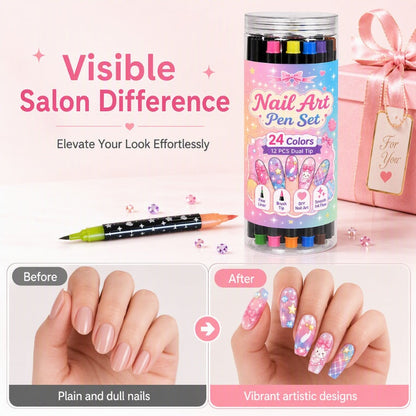 📢📢50% OFF !! ⏰24 Colors Dual Ended Nail Art Pens Set