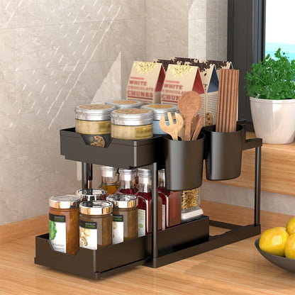 📢📢40% OFF !! ⏰2-Tier Under Sink Organizer with Hooks