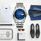 Men's ultra-thin waterproof quartz watch with dual calendar window