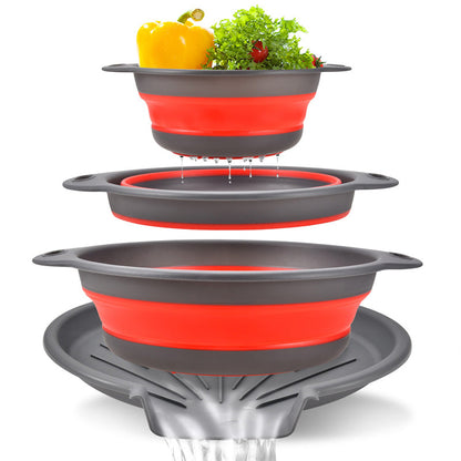📢📢40% OFF !! ⏰3-Piece Collapsible Colander Set with Draining Base