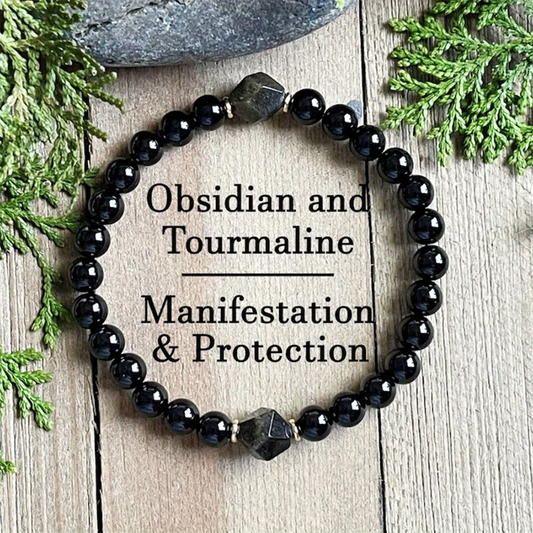 📢📢50% OFF !! ⏰Elegance Black Obsidian Beaded Bracelet