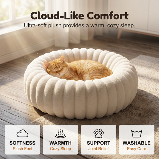 📢📢40% OFF !! ⏰Ultra-Soft Round Calming Cat & Dog Bed