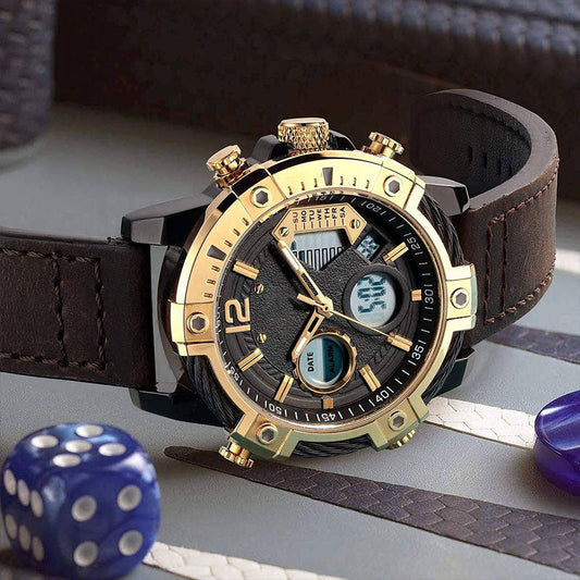 📢📢40% OFF !! ⏰Multifunctional Dual Display 3ATM Waterproof Men's Quartz Sports Watch