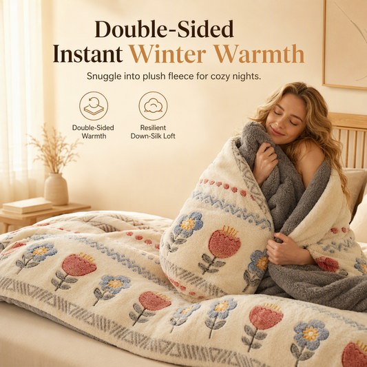 📢📢40% OFF !! ⏰Double-Sided Sherpa Fleece Comforter – Thick Warm Winter Quilt with Soft Velvet Feel for Cozy Bedroom Bedding