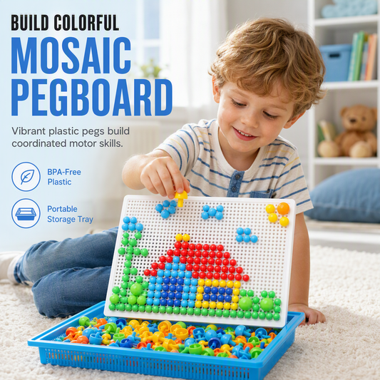 📢📢50% OFF !! ⏰Kids Educational Mushroom Nail Pegboard Toy DIY Creative Mosaic Insert Puzzle Game with Large and Small Pegs