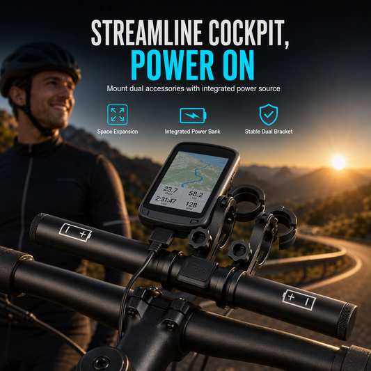 📢📢50% OFF !! ⏰Bicycle Handlebar Extender Bracket with USB Power Bank Function and Bike Light Flashlight Mount