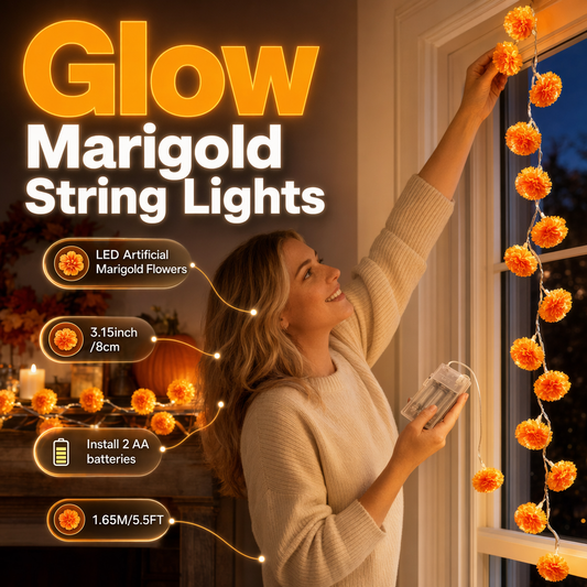 📢📢50% OFF !! ⏰Artificial Marigold Flower LED String Light