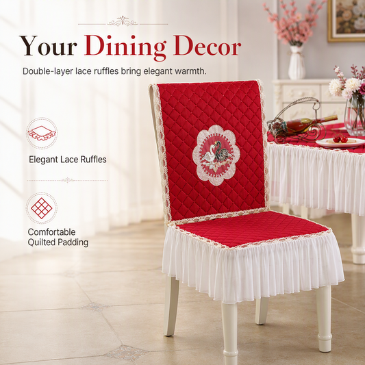 📢📢50% OFF !! ⏰ Modern Minimalist Dining Tablecloth & Chair Cover Set – Thick Quilted Padding, Nordic Swan Embroidery & Diamond Quilting – Elegant Protection for Daily Dining 🪑🦢
