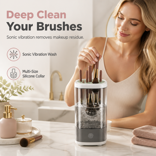 📢📢50% OFF !! ⏰Automatic Electric Makeup Brush Cleaner and Dryer Machine with UV Disinfection and Quick Drying Function