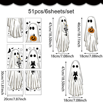 📢📢50% OFF !! ⏰Cute & Fun Halloween Ghost Static Window Cling