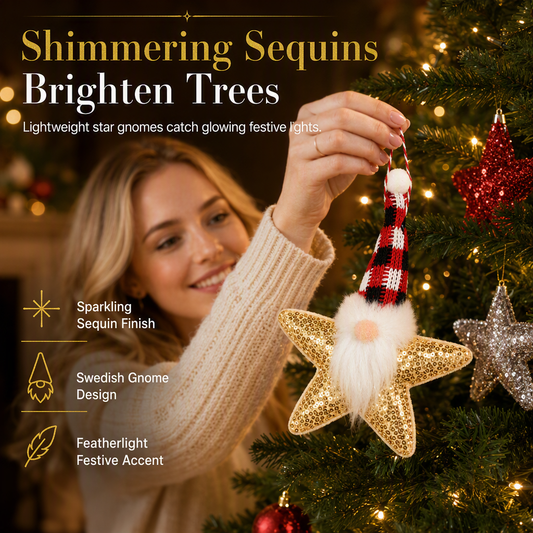 📢📢50% OFF !! ⏰Sequin Santa Claus and Five-Pointed Star Hanging Ornaments for Christmas Tree Home Decoration🎅⭐