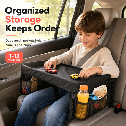 📢📢50% OFF !! ⏰Kids Car Seat Travel Tray Activity Desk with Lap Drawing Board and Baby Stroller Backseat Hanging Storage Organizer Bag