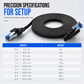 📢📢50% OFF !! ⏰Cat8 Flat Ethernet Cable 40Gbps Shielded Black Braided Network Cord with Oxygen-Free Copper and Blue Connectors