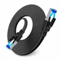 📢📢50% OFF !! ⏰Cat8 Flat Ethernet Cable 40Gbps Shielded Black Braided Network Cord with Oxygen-Free Copper and Blue Connectors