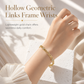 📢📢50% OFF !! ⏰Gold Rhinestone Heart and Square Hollow Rectangular Grid Chain Bracelet