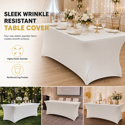 📢📢50% OFF !! ⏰Stretch Tablecloth Elastic Rectangular Table Cover for Weddings Banquets and Meetings