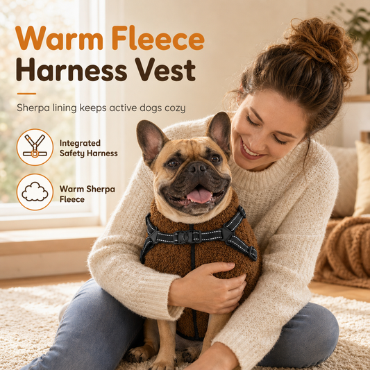 📢📢50% OFF !! ⏰Warm Winter Dog Coat with Reflective Strips and Harness for Small and Medium Dogs