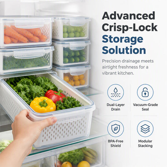 📢📢40% OFF !! ⏰Airtight Refrigerator Organizer Bins with Removable Drain Tray