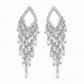 📢📢50% OFF !! ⏰Rhombus Cubic Zirconia Tassel Drop Earrings with Silver Needles Elegant Statement Studs for Women