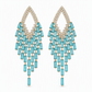 📢📢50% OFF !! ⏰Rhombus Cubic Zirconia Tassel Drop Earrings with Silver Needles Elegant Statement Studs for Women
