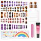 📢📢50% OFF !! ⏰Kids Handmade Press On Nails Set 144 Pieces Almond Shape Cartoon False Nail Tips