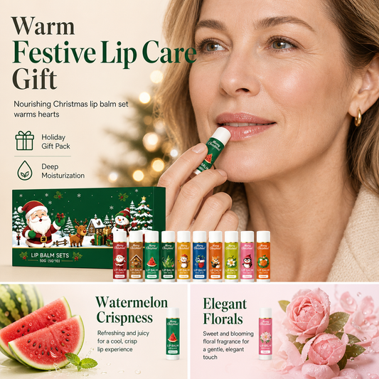 📢📢50% OFF !! ⏰Christmas Moisturizing Lip Balm Set