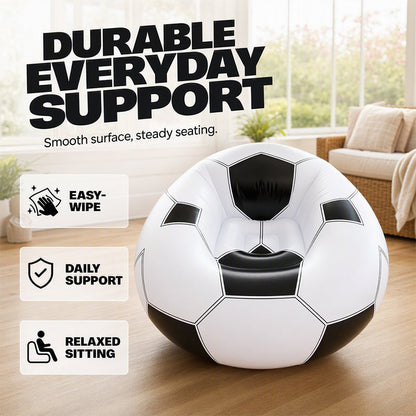 📢📢50% OFF !! ⏰⚽ Inflatable PVC Soccer-Shaped Sofa 🛋️– Fun Football Design, Durable & Portable Lounger for Game Room, Party, Bedroom & Match Nights ✨