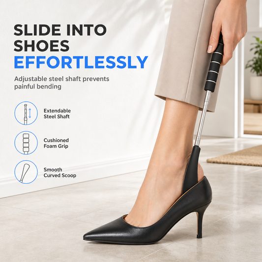 📢📢BUY 1 GET 1 FREE！！⏰Telescopic Stainless Steel Long-Handle Shoe Horn