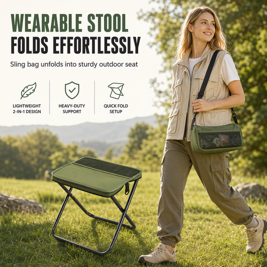 📢📢50% OFF !! ⏰Portable Folding Stool Backpack Lightweight Outdoor Camping Chair and Multipurpose Crossbody Handbag
