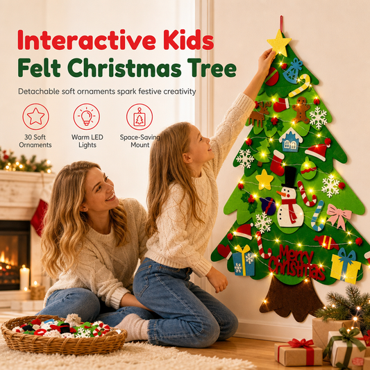 📢📢50% OFF !! ⏰DIY Felt Christmas Tree Set with Detachable Ornaments for Kids Wall Hanging Christmas Decorations
