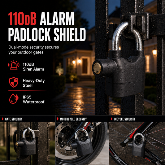 📢📢50% OFF !! ⏰70mm Aluminum Alloy Anti Theft Alarm Padlock Security Gate Lock for Warehouse Motorcycle and Bicycle with Batteries