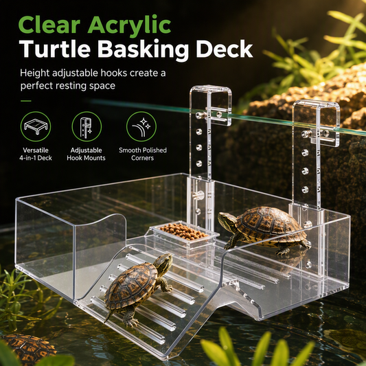 📢📢50% OFF !! ⏰ Hanging Turtle Basking Platform – Clear Acrylic, Non-slip Ramp, Adjustable Mount ✨