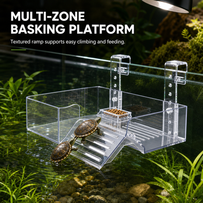 📢📢50% OFF !! ⏰ Hanging Turtle Basking Platform – Clear Acrylic, Non-slip Ramp, Adjustable Mount ✨