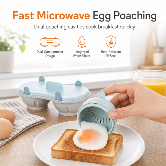 📢📢BUY 1 GET 1 FREE !! ⏰Double Compartment Microwave Egg Steamer Box Kitchen Egg Cooking Mold