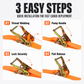 📢📢40% OFF !! ⏰Heavy Duty Ratchet Tie Down Strap Cargo Lashing Strap with Tensioner and Double Hooks for Car and Truck Luggage Securing