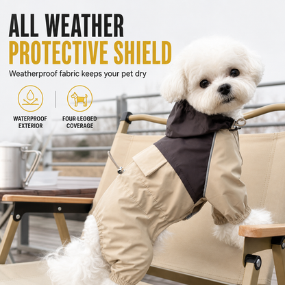 📢📢50% OFF !! ⏰Pet Raincoat: All-Weather Protection, Waterproof, Windproof, Four-Leg Design, Reflective