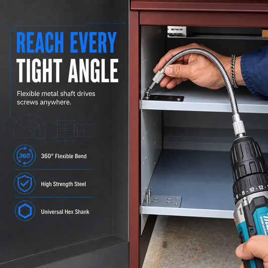 📢📢50% OFF !! ⏰Universal Metal Flexible Shaft Extension Rod for Electric Drills and Screwdrivers Multi Angle Screwdriver Bit Connection Link