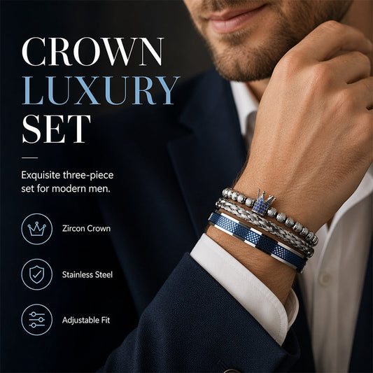 📢📢50% OFF !! ⏰Men's Stainless Steel Crown Bracelet 3-Piece Set