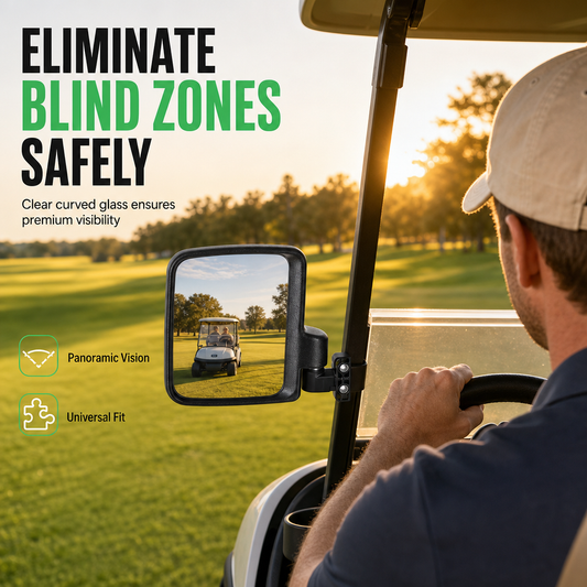 📢📢50% OFF !! ⏰Universal Golf Cart Mirror – Curved glass & anti-shake mount ✨