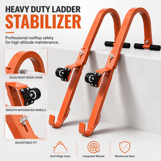 📢📢40% OFF !! ⏰Aluminum Alloy Ladder Stabilizer Roof Hooks with Stabilizer Rod for Straight Ladders