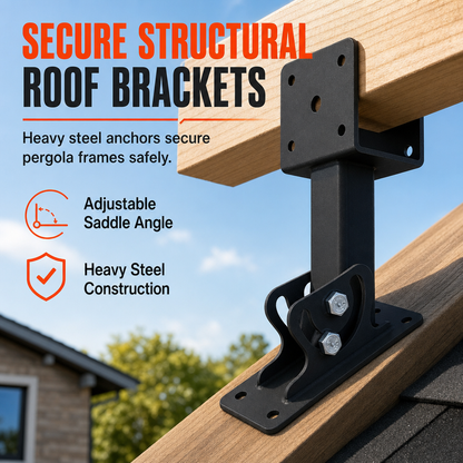 📢📢40% OFF !! ⏰Heavy Duty Roof Mount Adjustable Saddle Pergola Support Bracket and Patio Riser Beam Bracket