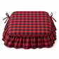 Christmas Plaid Chair Pad Thickened Non Slip Seat Cushion with Ruffled Removable and Washable Dining Chair Cushion for Office and Home