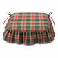 Christmas Plaid Chair Pad Thickened Non Slip Seat Cushion with Ruffled Removable and Washable Dining Chair Cushion for Office and Home