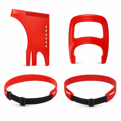📢📢50% OFF !! ⏰Red 4-Piece Beard Shaping Tool and Hair Styling Comb Set with Neckline Hair Trimming